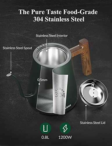 KLEAH Gooseneck Electric Kettle - 0.8L Tea & Coffee