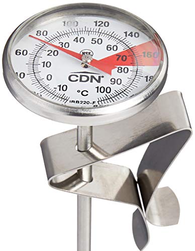 CDN Beverage Frothing Thermometer with Clip, Precise Temperature