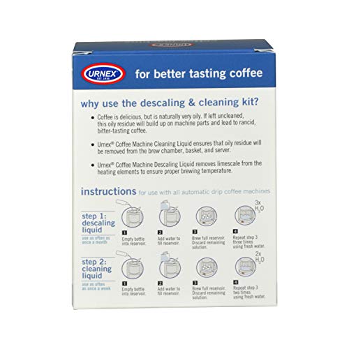 Urnex Coffee Maker Cleaner and Descaler Kit - 2-Pack
