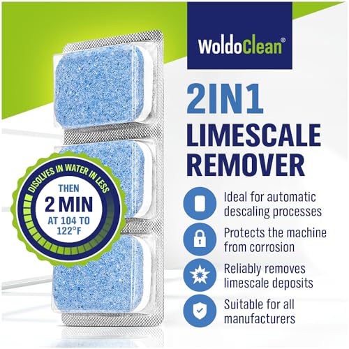 WoldoClean 2in1 Descaler Tablets for Coffee Machines - Keurig, Nespresso, Delonghi, Miele
