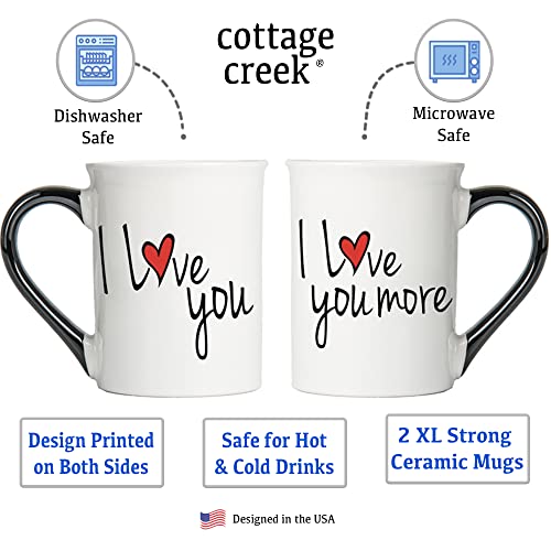 Valentine's Coffee Cups, Set of 2 Mugs with Love Messages