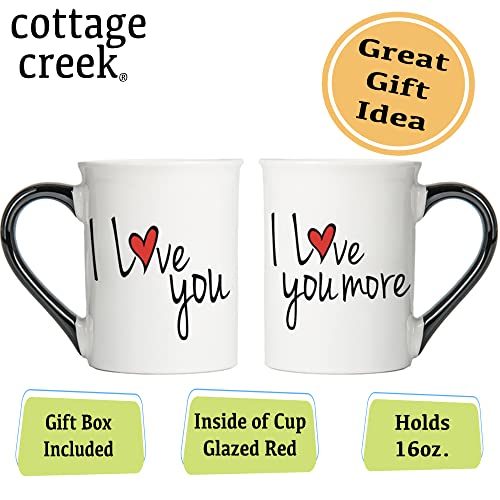 Valentine's Coffee Cups, Set of 2 Mugs with Love Messages