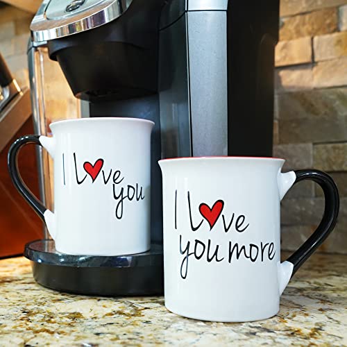 Valentine's Coffee Cups, Set of 2 Mugs with Love Messages