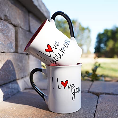 Valentine's Coffee Cups, Set of 2 Mugs with Love Messages