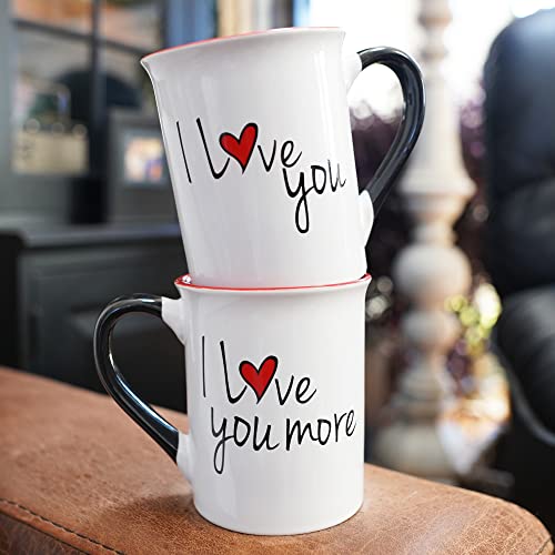 Valentine's Coffee Cups, Set of 2 Mugs with Love Messages