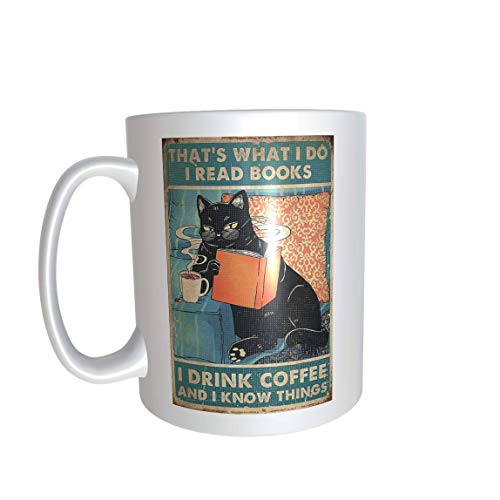 Cat Lover's Bookworm Coffee Mug - 11oz White
