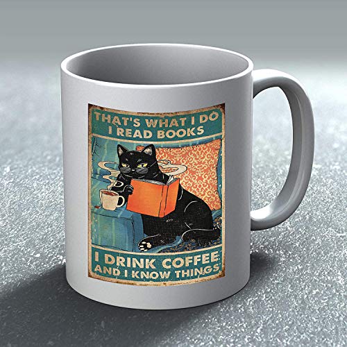 Cat Lover's Bookworm Coffee Mug - 11oz White