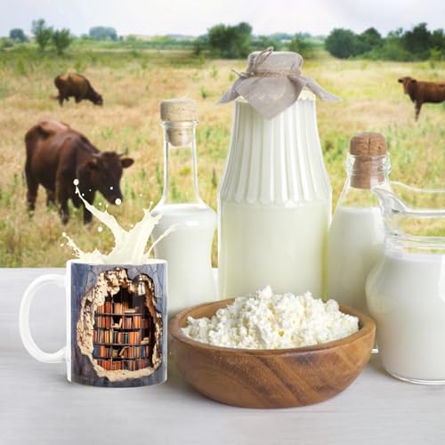 AOGEWON 3D Bookshelf Coffee Mug, Large Ceramic Cup