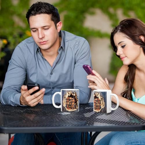 AOGEWON 3D Bookshelf Coffee Mug, Large Ceramic Cup