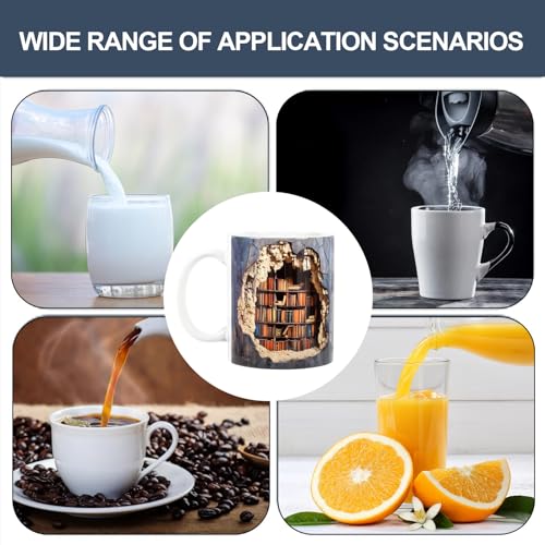 AOGEWON 3D Bookshelf Coffee Mug, Large Ceramic Cup