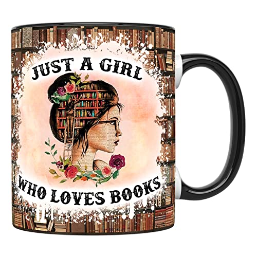 Book lover's coffee mug (11 oz, black handle)