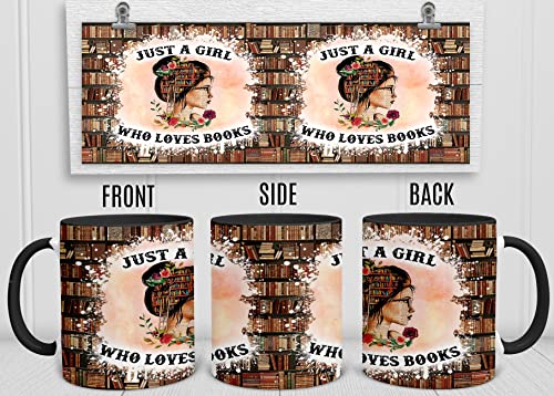 Book lover's coffee mug (11 oz, black handle)