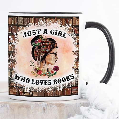 Book lover's coffee mug (11 oz, black handle)