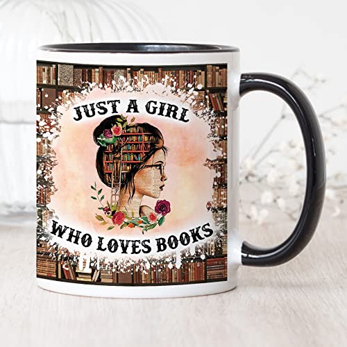 Book lover's coffee mug (11 oz, black handle)