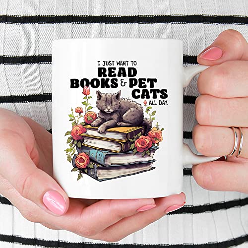 Book and Cat Lover Coffee Mug (11oz)