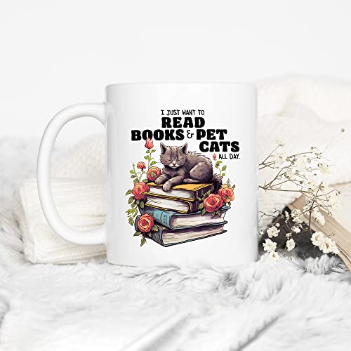 Book and Cat Lover Coffee Mug (11oz)