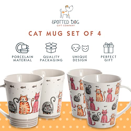 Happy Cats Ceramic Coffee Mug Set, Set of 4