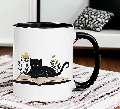Black Cat Ceramic Coffee Mug for Cat Lovers