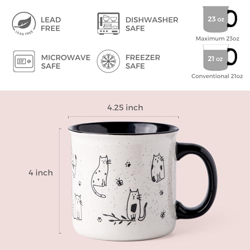 Large Ceramic Coffee Mugs Set of 2 - Black