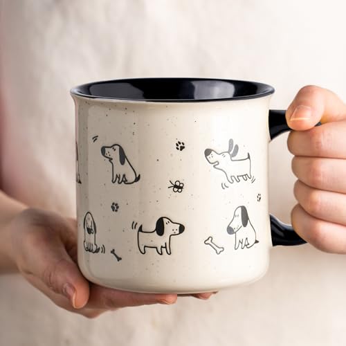 Large Ceramic Coffee Mugs Set of 2 - Black