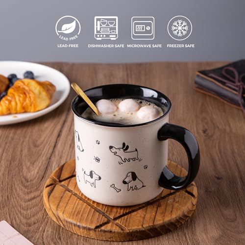 Large Ceramic Coffee Mugs Set of 2 - Black