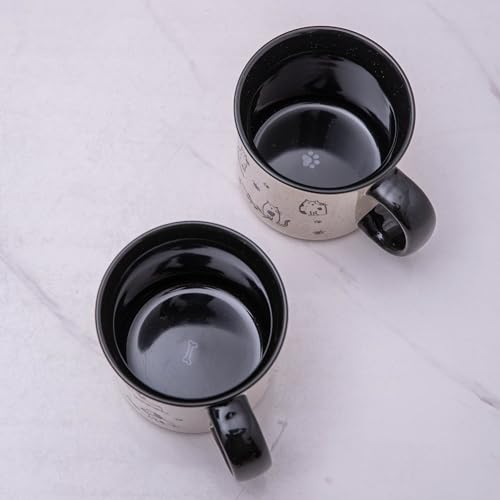 Large Ceramic Coffee Mugs Set of 2 - Black