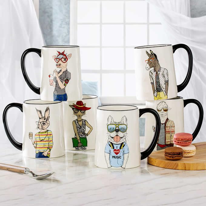 6pc 17.5 oz. Animal Coffee Mugs Set