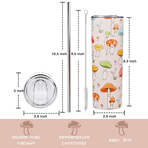 Mushroom-themed 20 oz tumbler for stylish coffee lovers