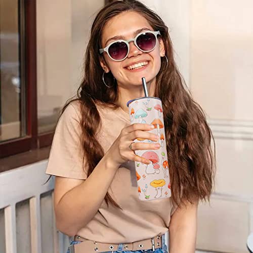 Mushroom-themed 20 oz tumbler for stylish coffee lovers