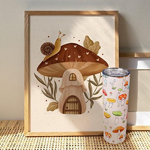 Mushroom-themed 20 oz tumbler for stylish coffee lovers