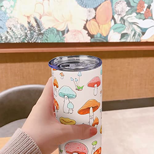 Mushroom-themed 20 oz tumbler for stylish coffee lovers