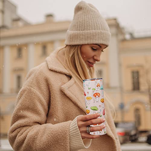Mushroom-themed 20 oz tumbler for stylish coffee lovers