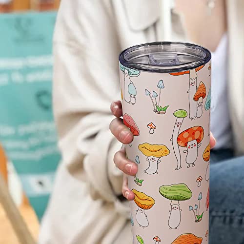 Mushroom-themed 20 oz tumbler for stylish coffee lovers