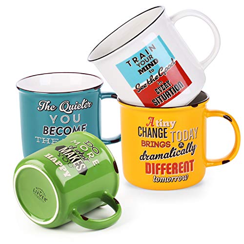 Retro Style Funny Coffee Mugs Set of 4