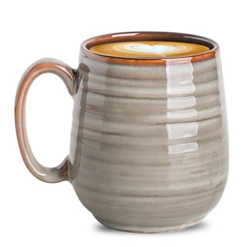 Hasense Large Ceramic Coffee Mug, 20 oz (Grey Brown)