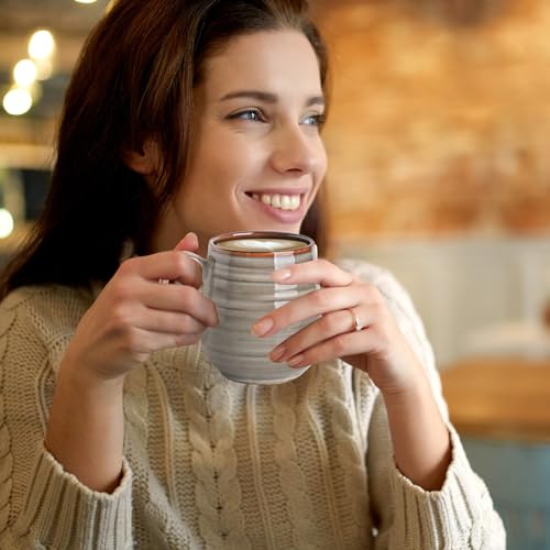 Hasense Large Ceramic Coffee Mug, 20 oz (Grey Brown)