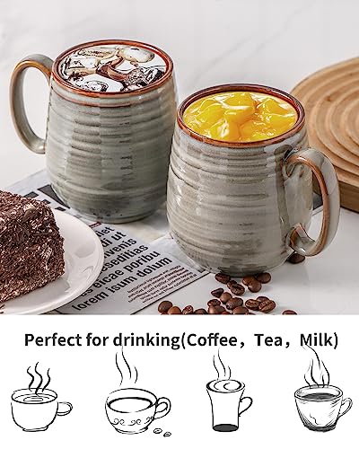Hasense Large Ceramic Coffee Mug, 20 oz (Grey Brown)