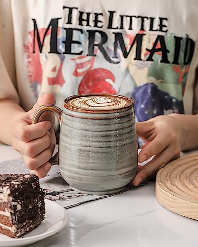 Hasense Large Ceramic Coffee Mug, 20 oz (Grey Brown)