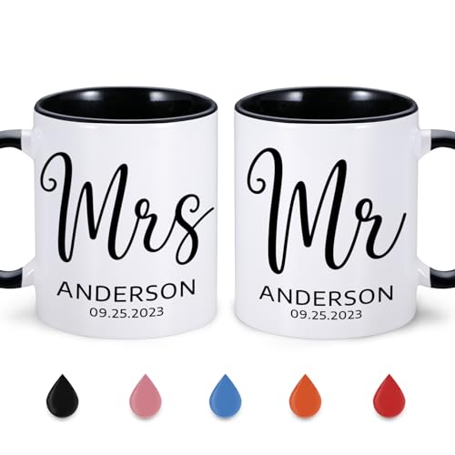 Custom Mr & Mrs Coffee Mugs Set for Couples
