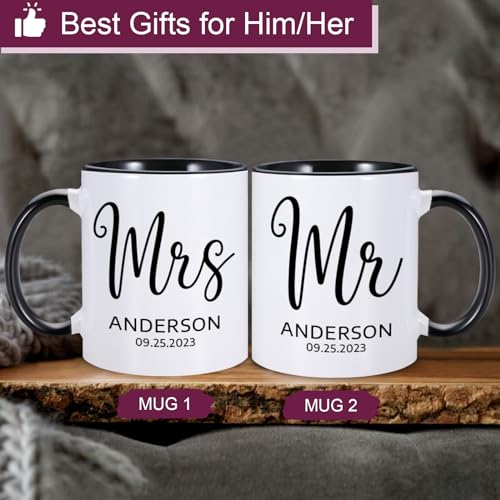 Custom Mr & Mrs Coffee Mugs Set for Couples