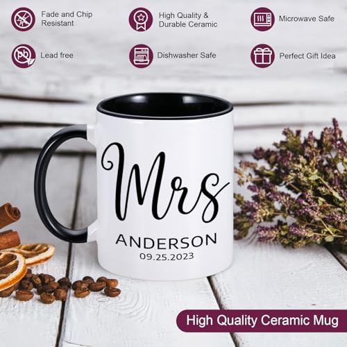 Custom Mr & Mrs Coffee Mugs Set for Couples
