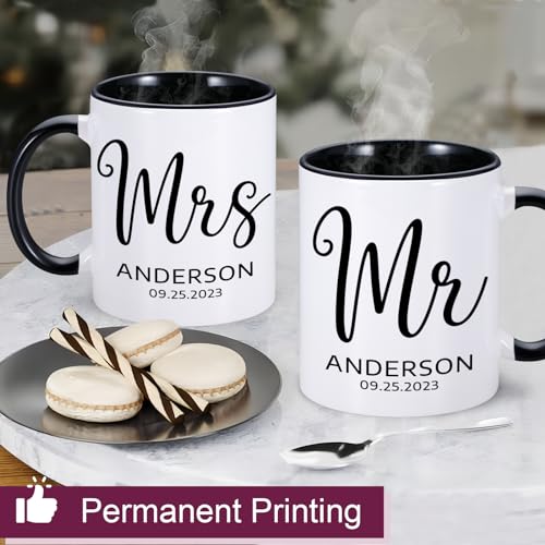 Custom Mr & Mrs Coffee Mugs Set for Couples