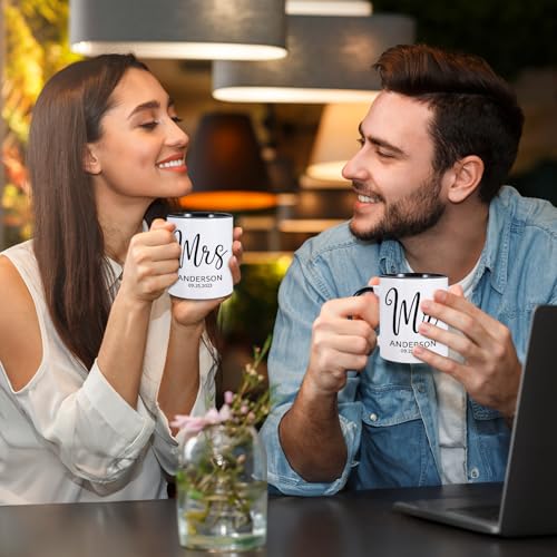 Custom Mr & Mrs Coffee Mugs Set for Couples