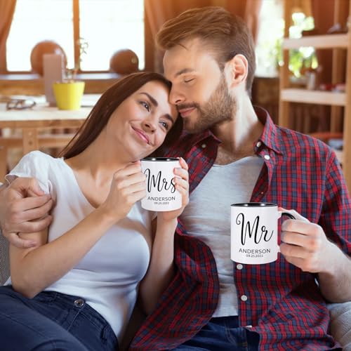 Custom Mr & Mrs Coffee Mugs Set for Couples