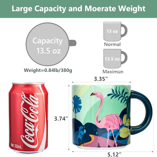 Flamingo Animal Print Ceramic Coffee Mug Set, 13.5oz