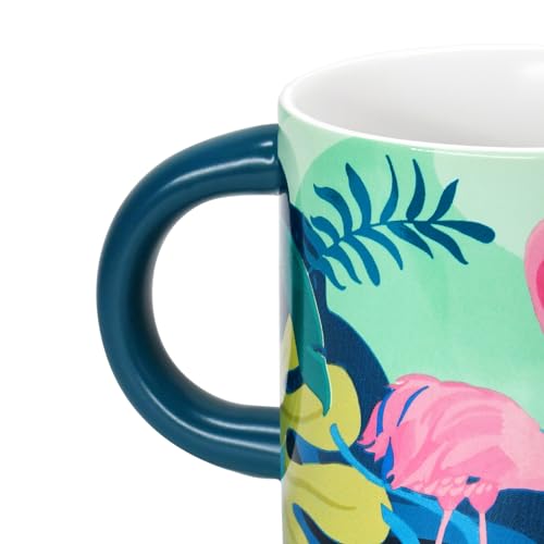 Flamingo Animal Print Ceramic Coffee Mug Set, 13.5oz