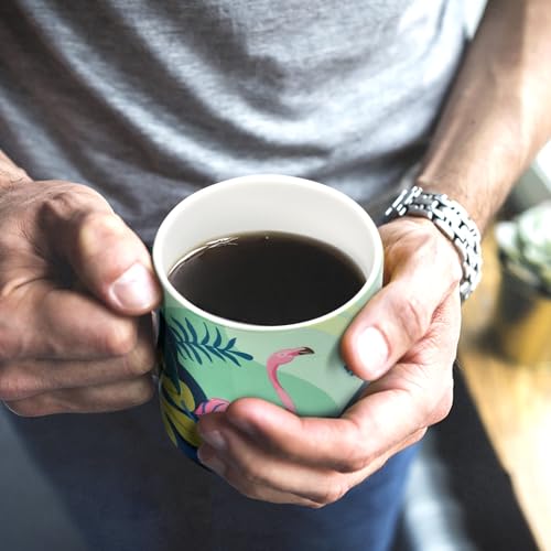 Flamingo Animal Print Ceramic Coffee Mug Set, 13.5oz