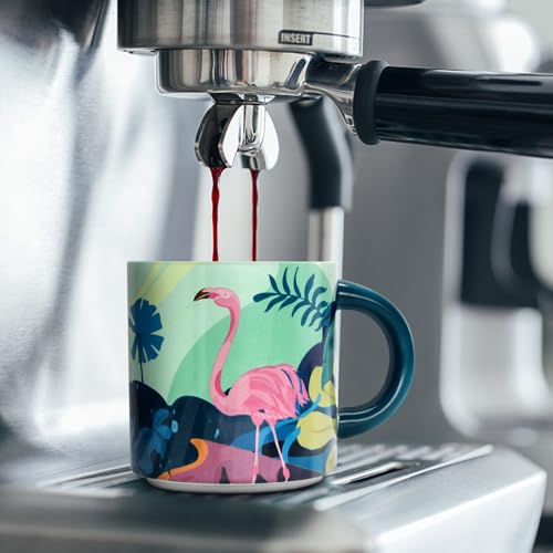 Flamingo Animal Print Ceramic Coffee Mug Set, 13.5oz