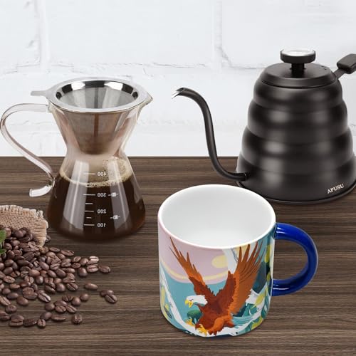 Flamingo Animal Print Ceramic Coffee Mug Set, 13.5oz