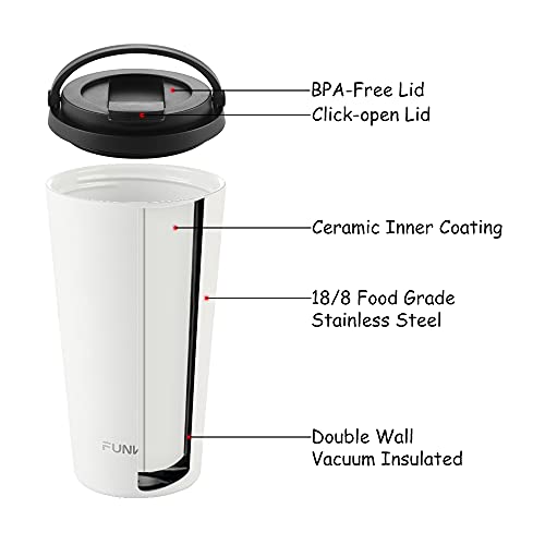 Funkrin 16oz Insulated Ceramic Coated Coffee Tumbler